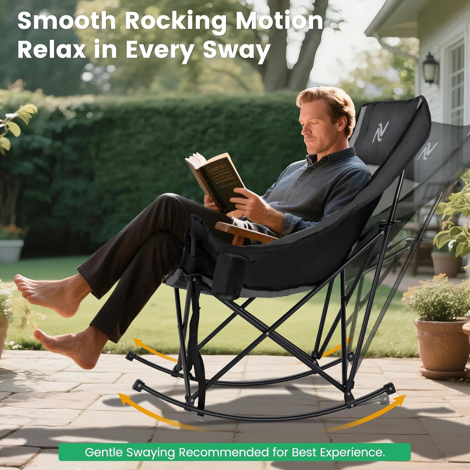 Our Take: ⁢Lounge-Ready Oversized⁢ Rocking Camping Chair